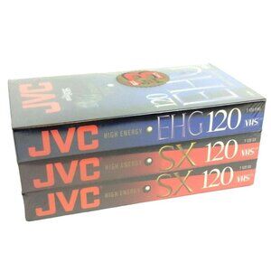 JVC VHS Video Tapes 3 Pack: 1 T-120 EHG & 2 T-120 SX High Energy Factory Sealed